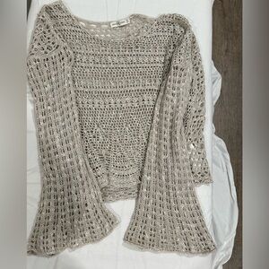 Abercrombie & Fitch Taupe Crochet Cardigan